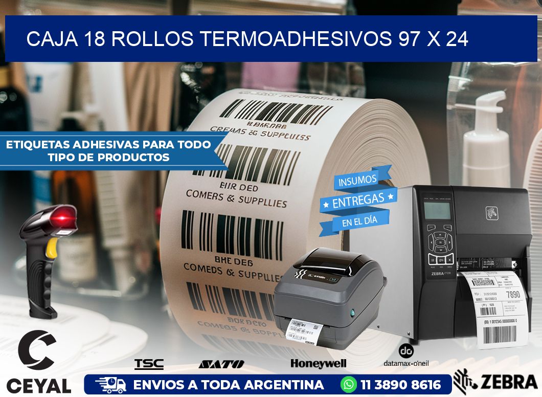 CAJA 18 ROLLOS TERMOADHESIVOS 97 x 24
