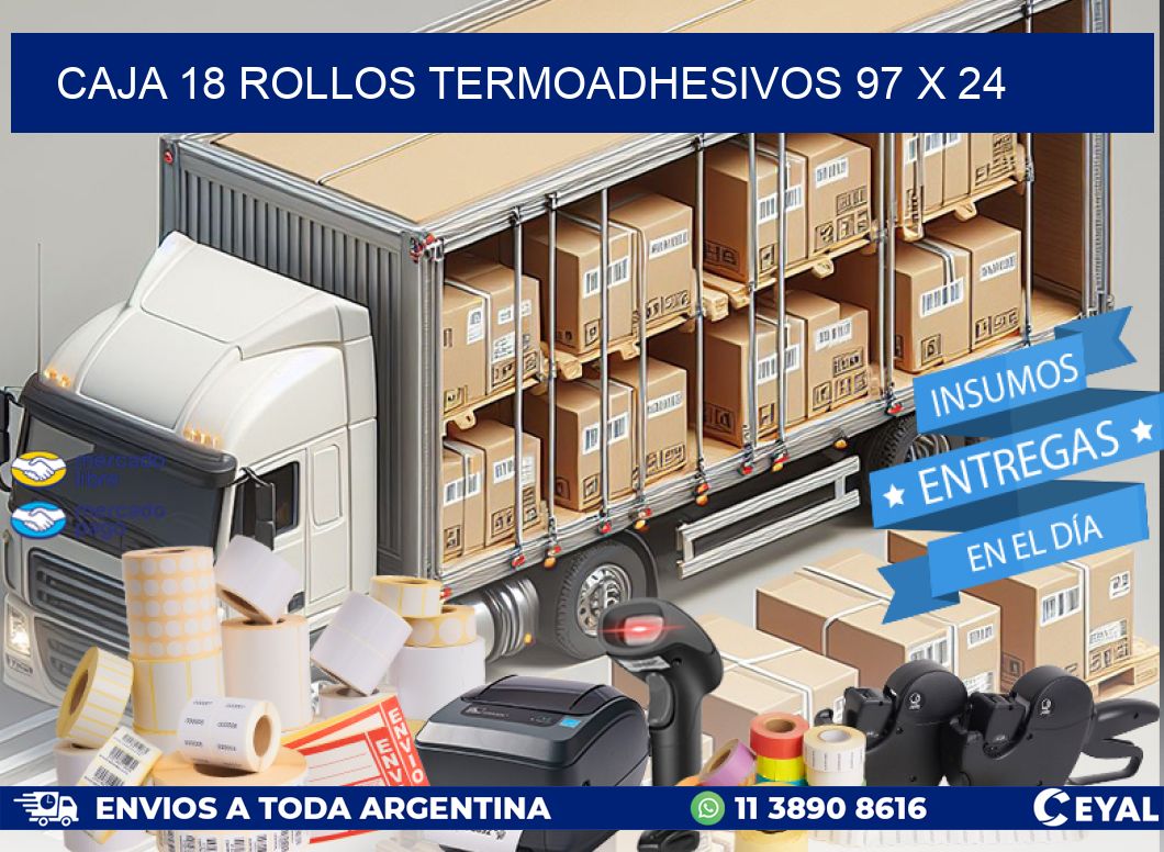 CAJA 18 ROLLOS TERMOADHESIVOS 97 x 24
