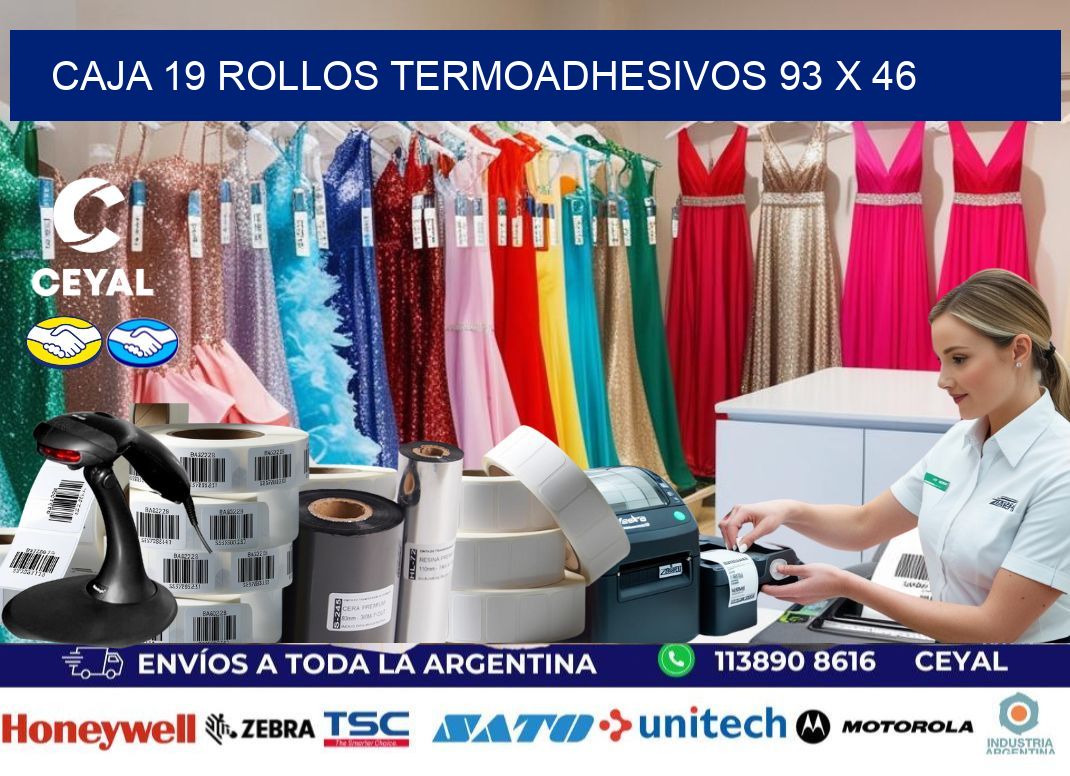 CAJA 19 ROLLOS TERMOADHESIVOS 93 x 46