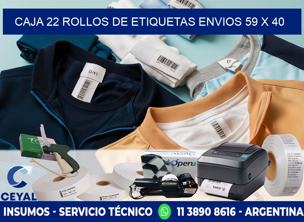 CAJA 22 ROLLOS DE ETIQUETAS ENVIOS 59 x 40