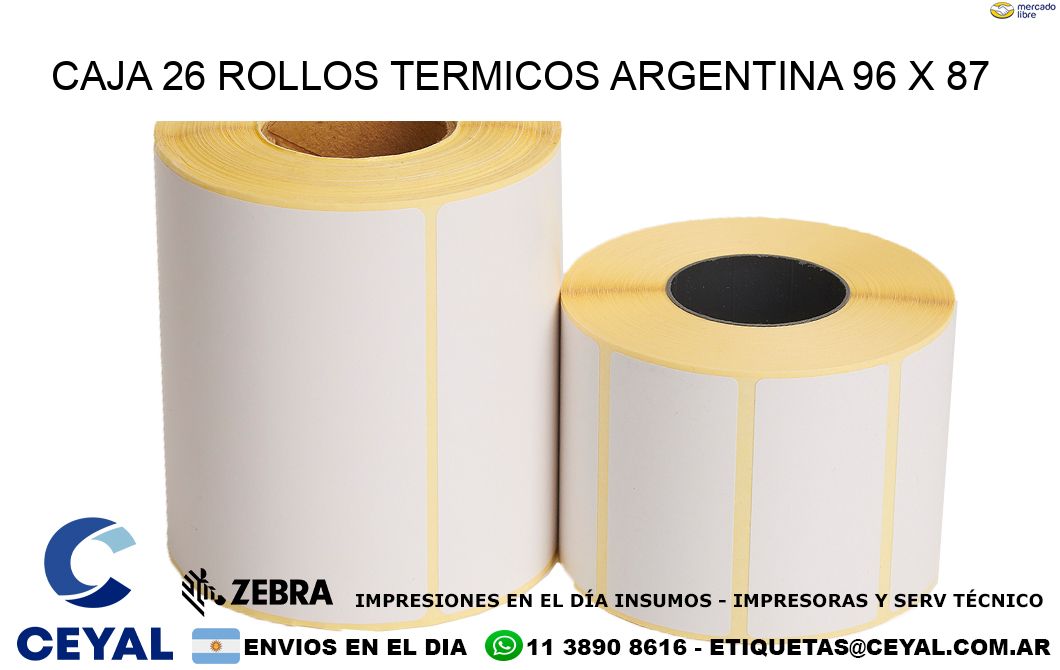 CAJA 26 ROLLOS TERMICOS ARGENTINA 96 x 87