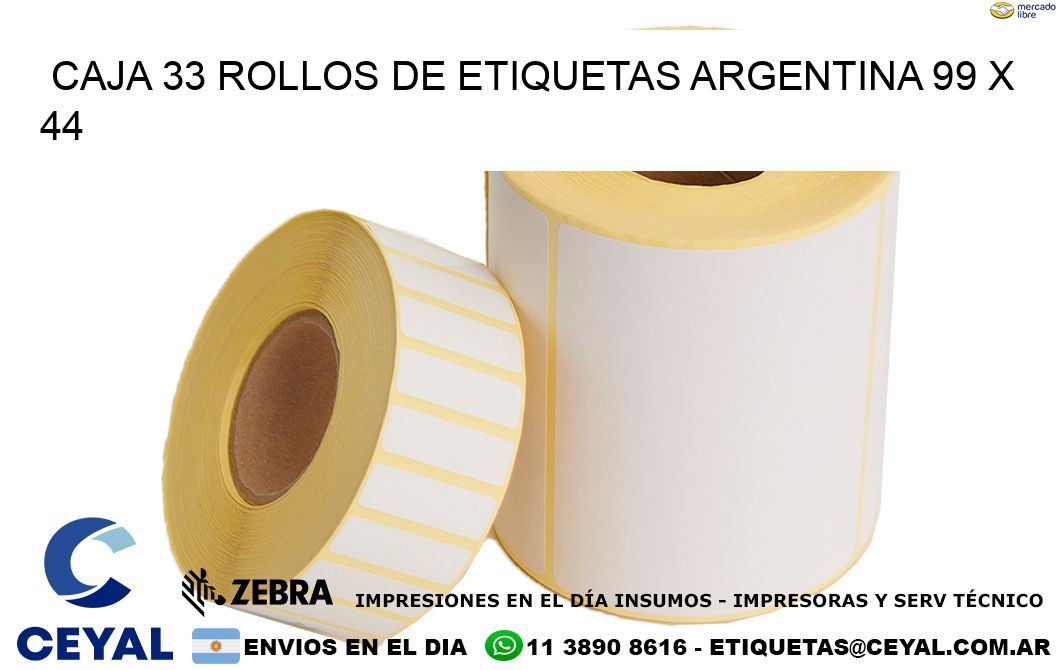 CAJA 33 ROLLOS DE ETIQUETAS ARGENTINA 99 x 44