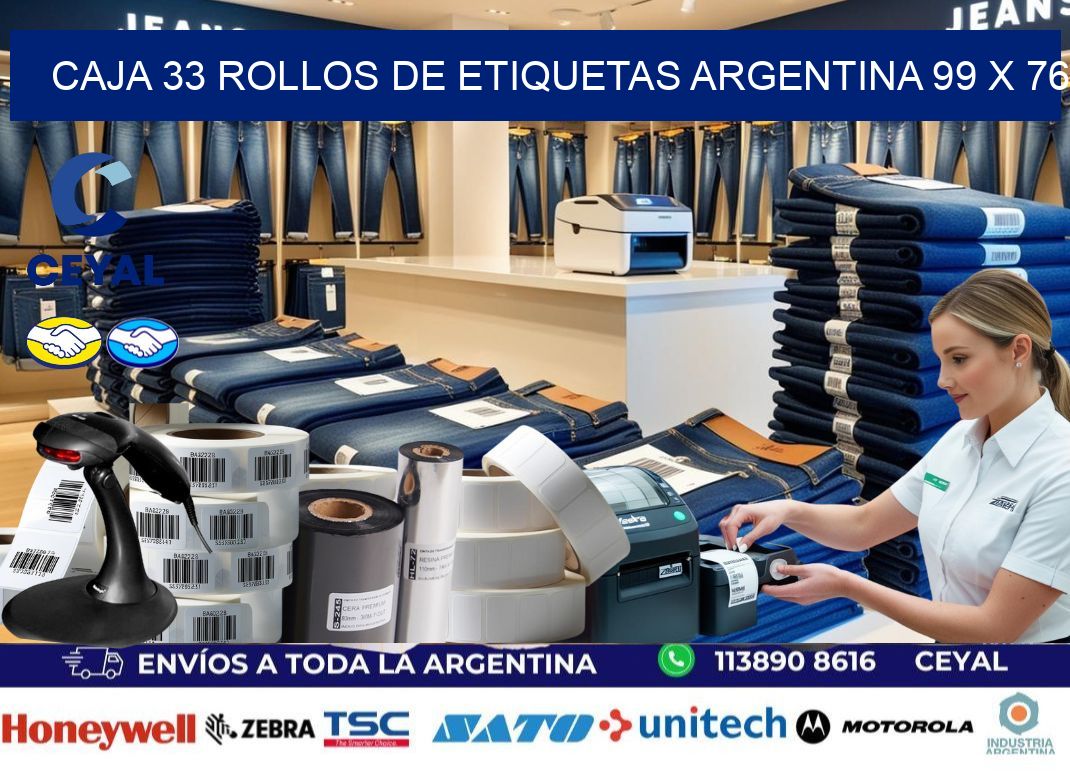 CAJA 33 ROLLOS DE ETIQUETAS ARGENTINA 99 x 76
