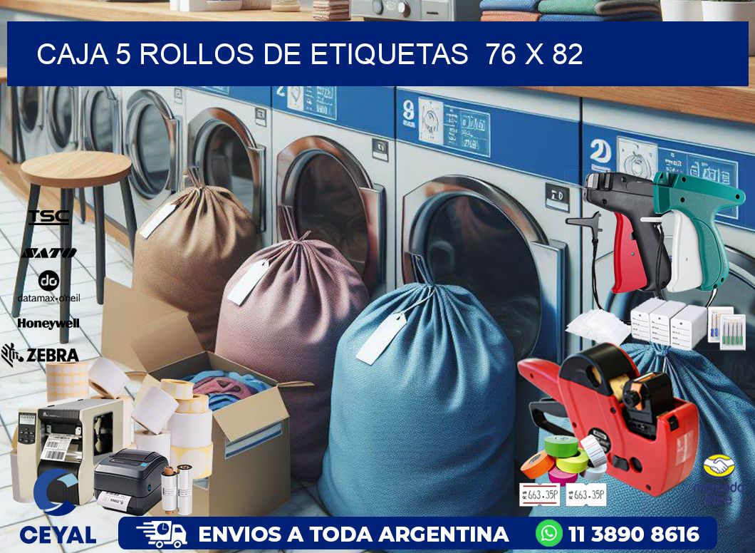 CAJA 5 ROLLOS DE ETIQUETAS 76 x 82