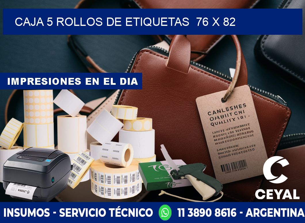 CAJA 5 ROLLOS DE ETIQUETAS 76 x 82