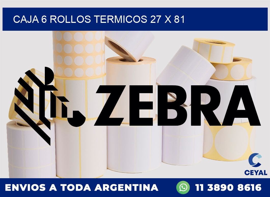CAJA 6 ROLLOS TERMICOS 27 x 81
