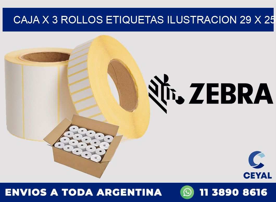 Caja X 3 Rollos Etiquetas Ilustracion 29 x 25