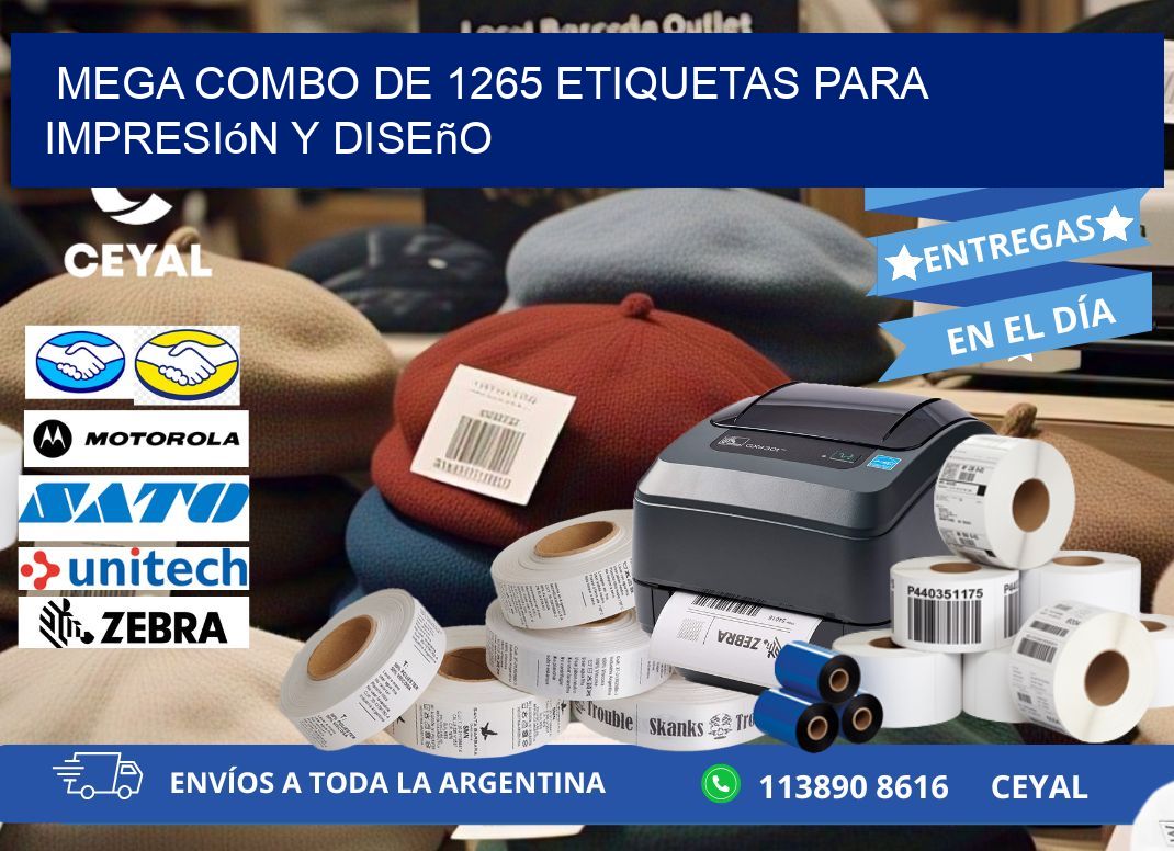 Mega combo de 1265 etiquetas para impresión y diseño
