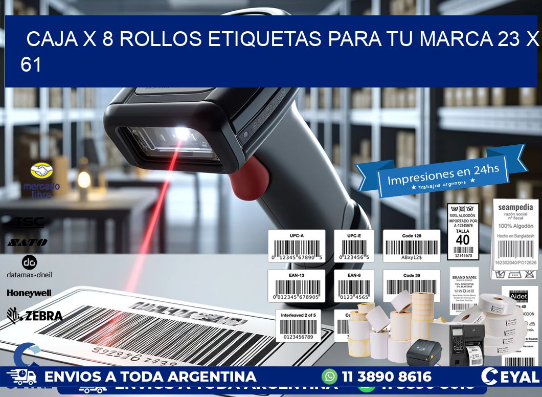 Caja X 8 Rollos Etiquetas para tu marca 23 x 61