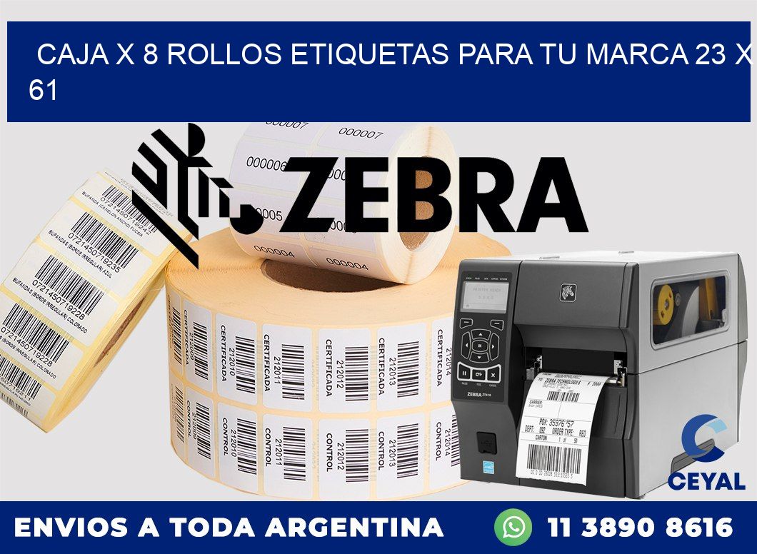 Caja X 8 Rollos Etiquetas para tu marca 23 x 61