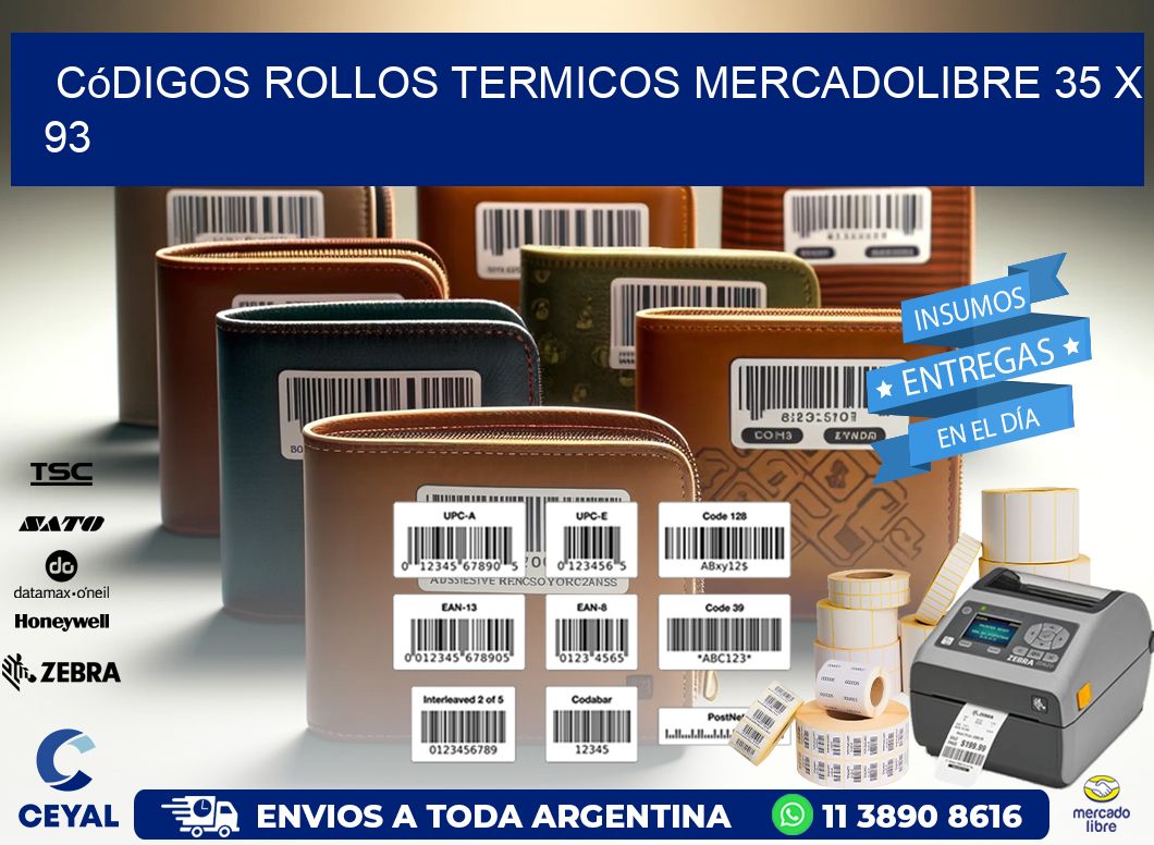 Códigos ROLLOS TERMICOS MERCADOLIBRE 35 x 93