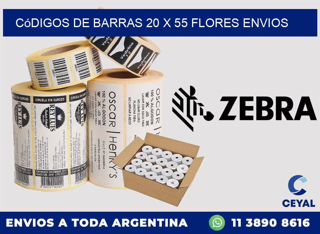 Códigos de Barras 20 x 55 flores envios