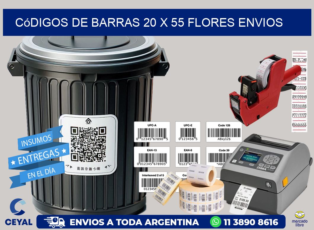 Códigos de Barras 20 x 55 flores envios