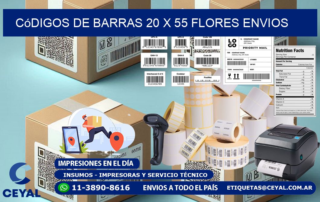 Códigos de Barras 20 x 55 flores envios