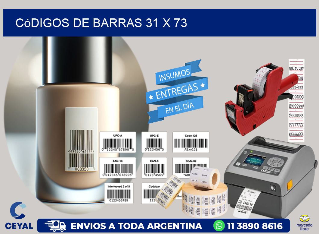 Códigos de Barras 31 x 73