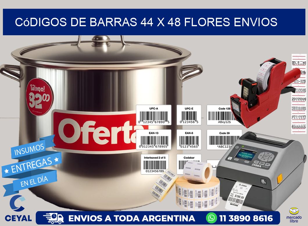 Códigos de Barras 44 x 48 flores envios