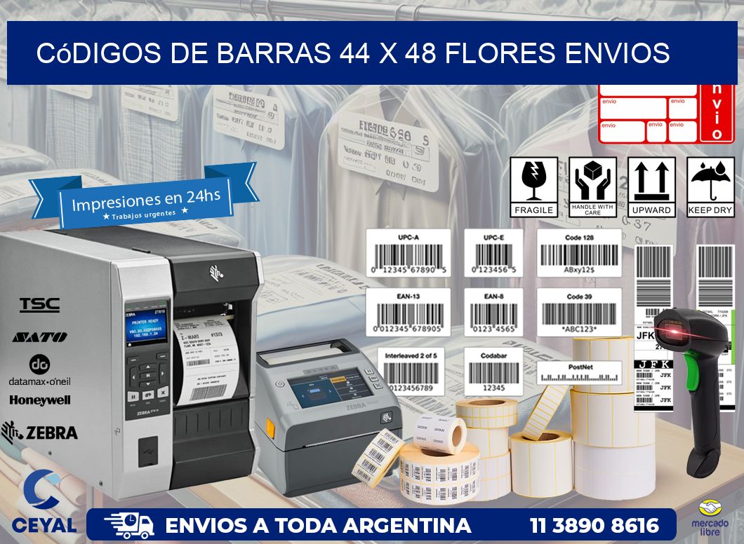 Códigos de Barras 44 x 48 flores envios