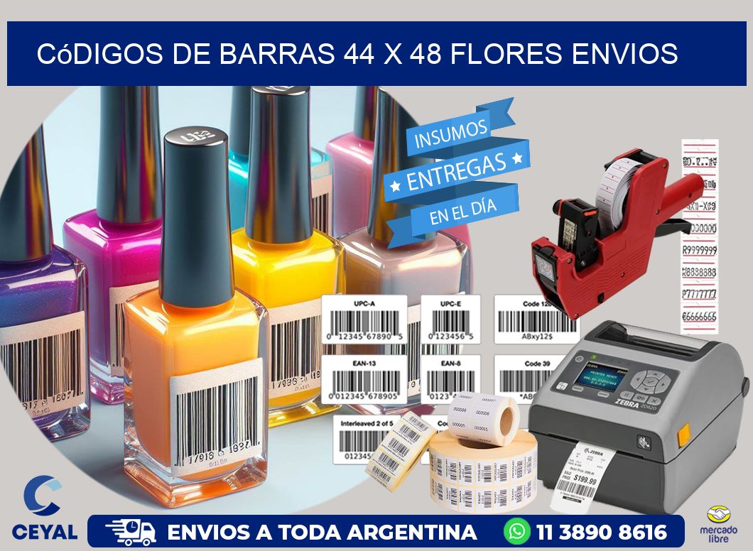 Códigos de Barras 44 x 48 flores envios