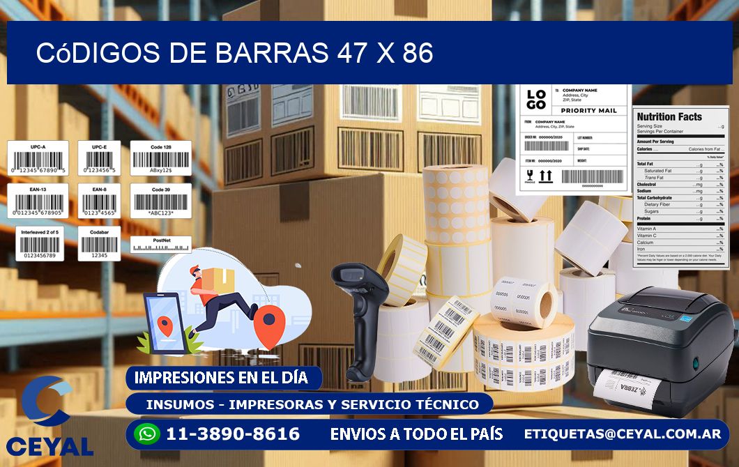 Códigos de Barras 47 x 86