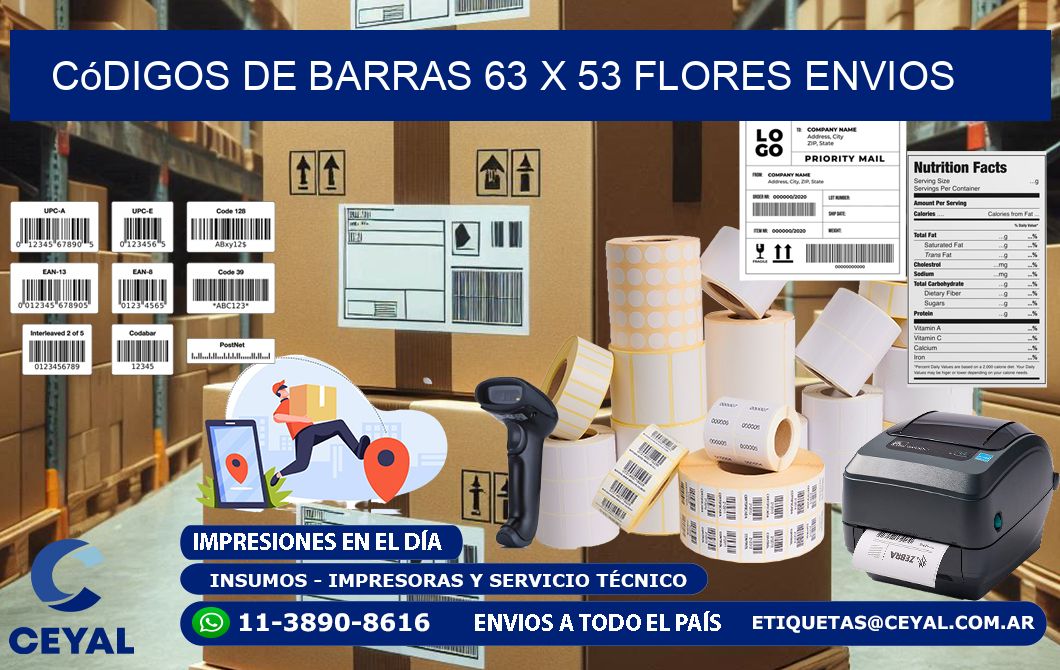 Códigos de Barras 63 x 53 flores envios