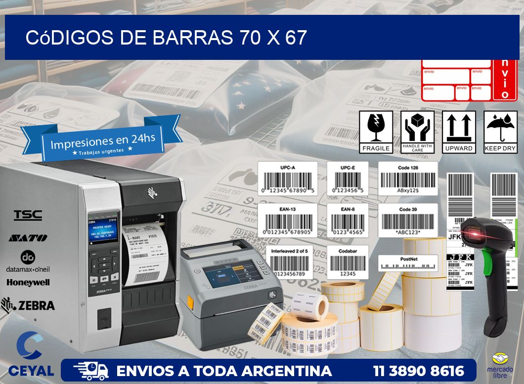 Códigos de Barras 70 x 67