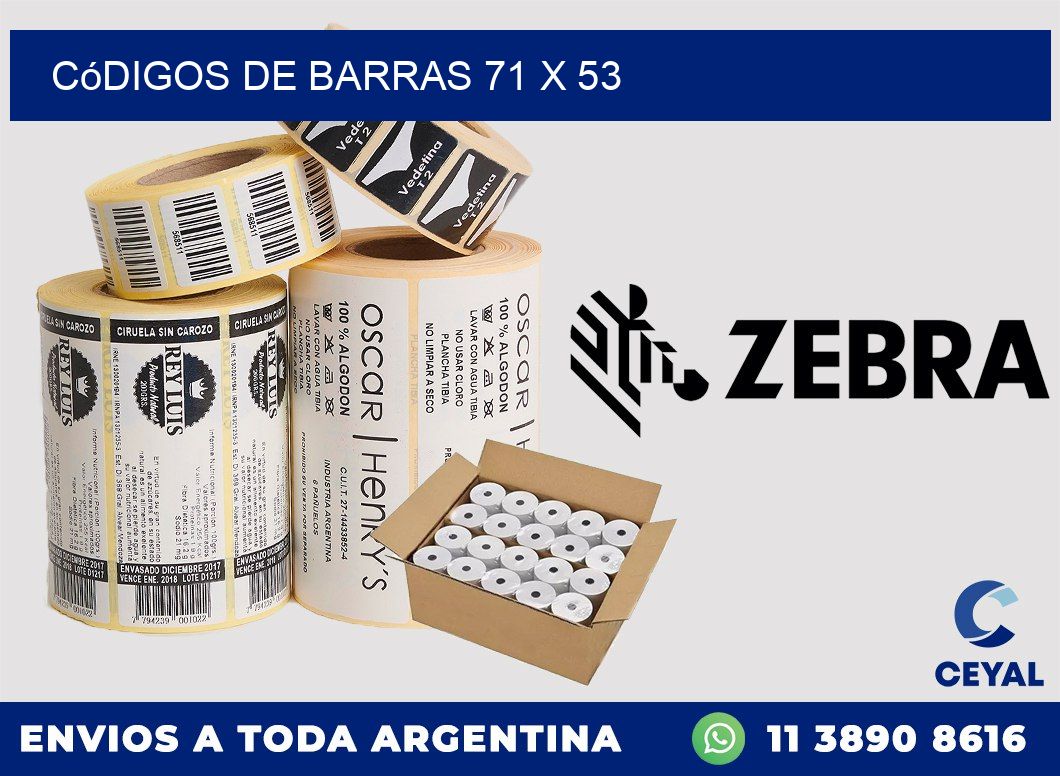 Códigos de Barras 71 x 53