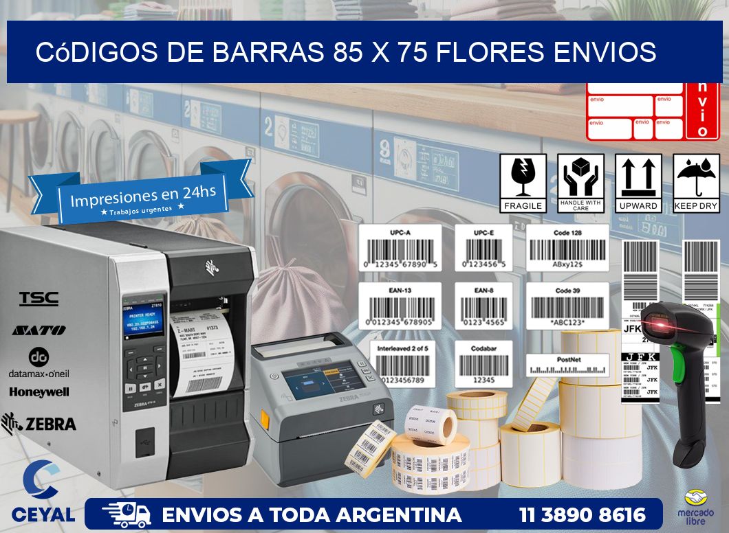 Códigos de Barras 85 x 75 flores envios