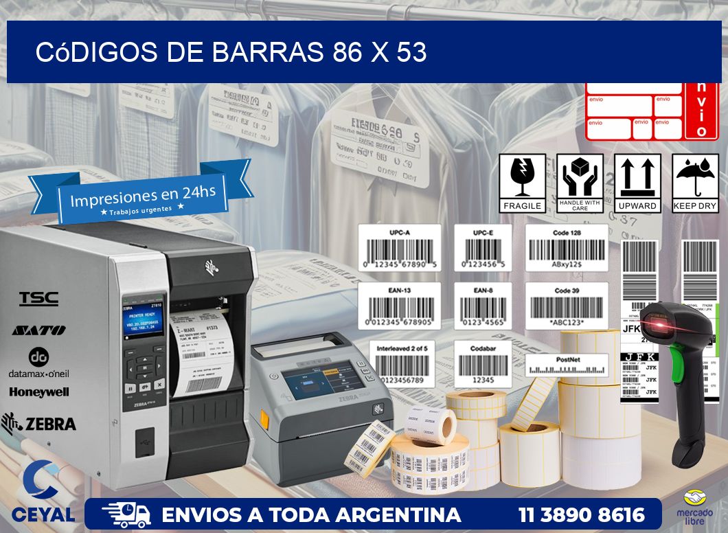 Códigos de Barras 86 x 53