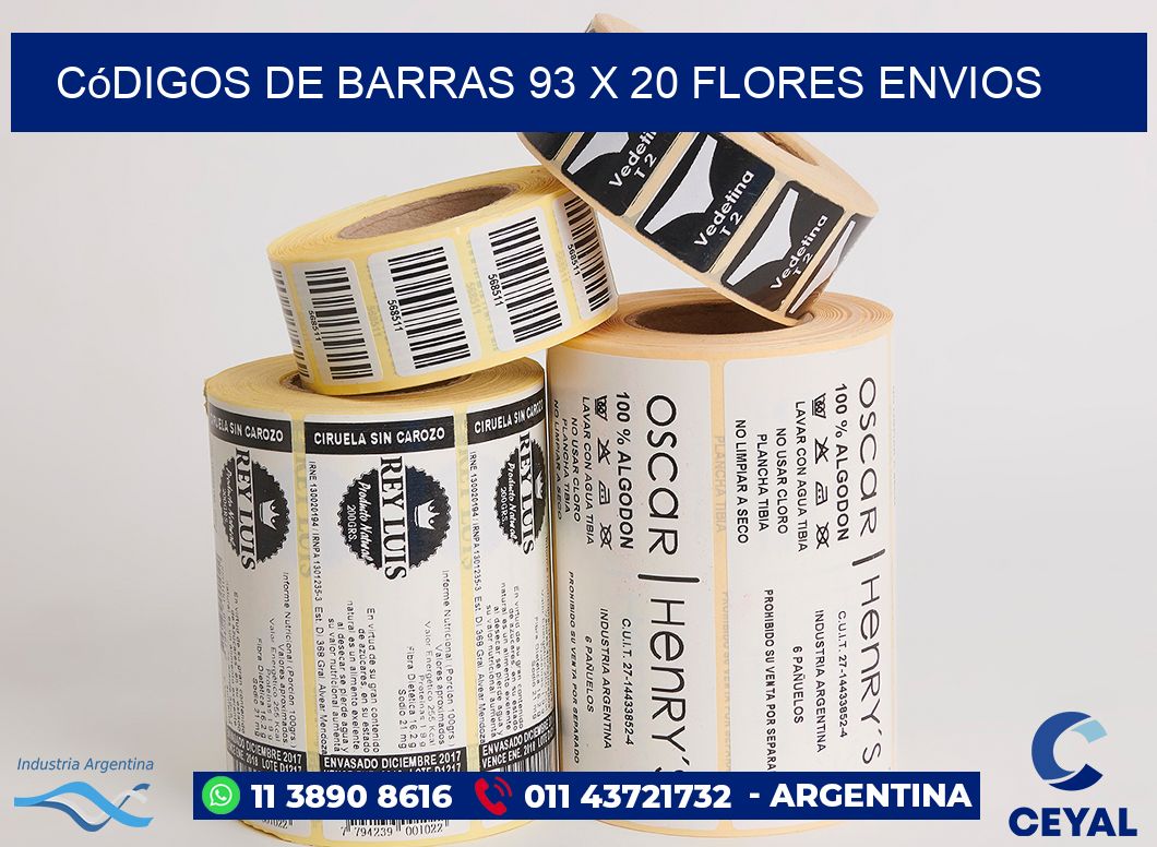 Códigos de Barras 93 x 20 flores envios