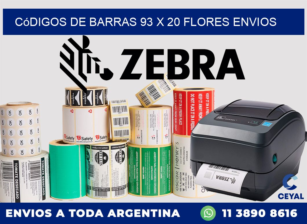 Códigos de Barras 93 x 20 flores envios