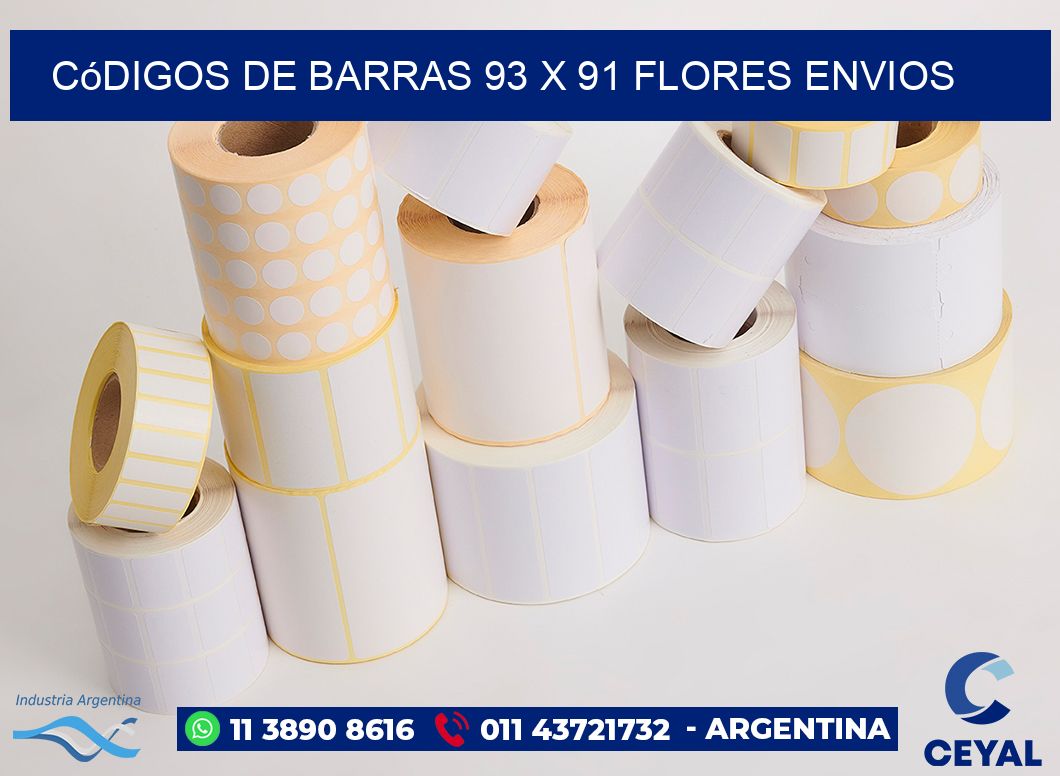 Códigos de Barras 93 x 91 flores envios
