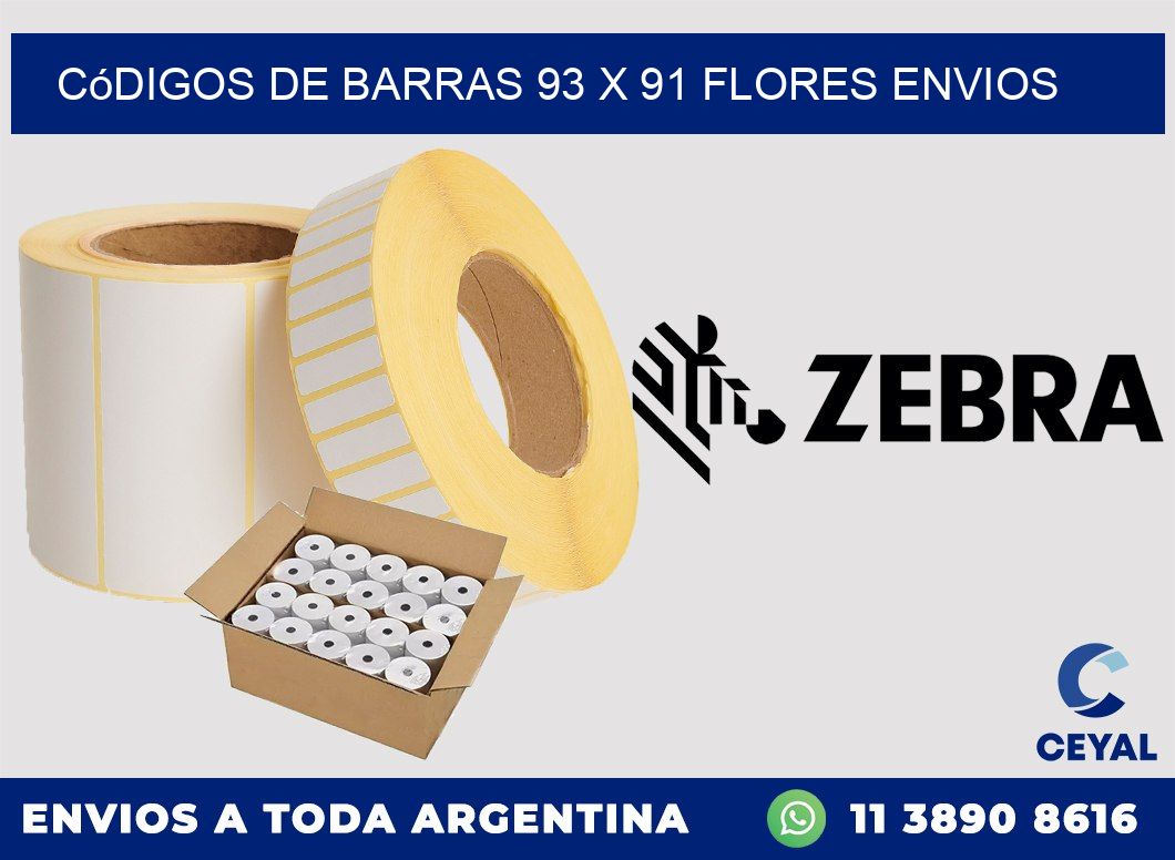Códigos de Barras 93 x 91 flores envios