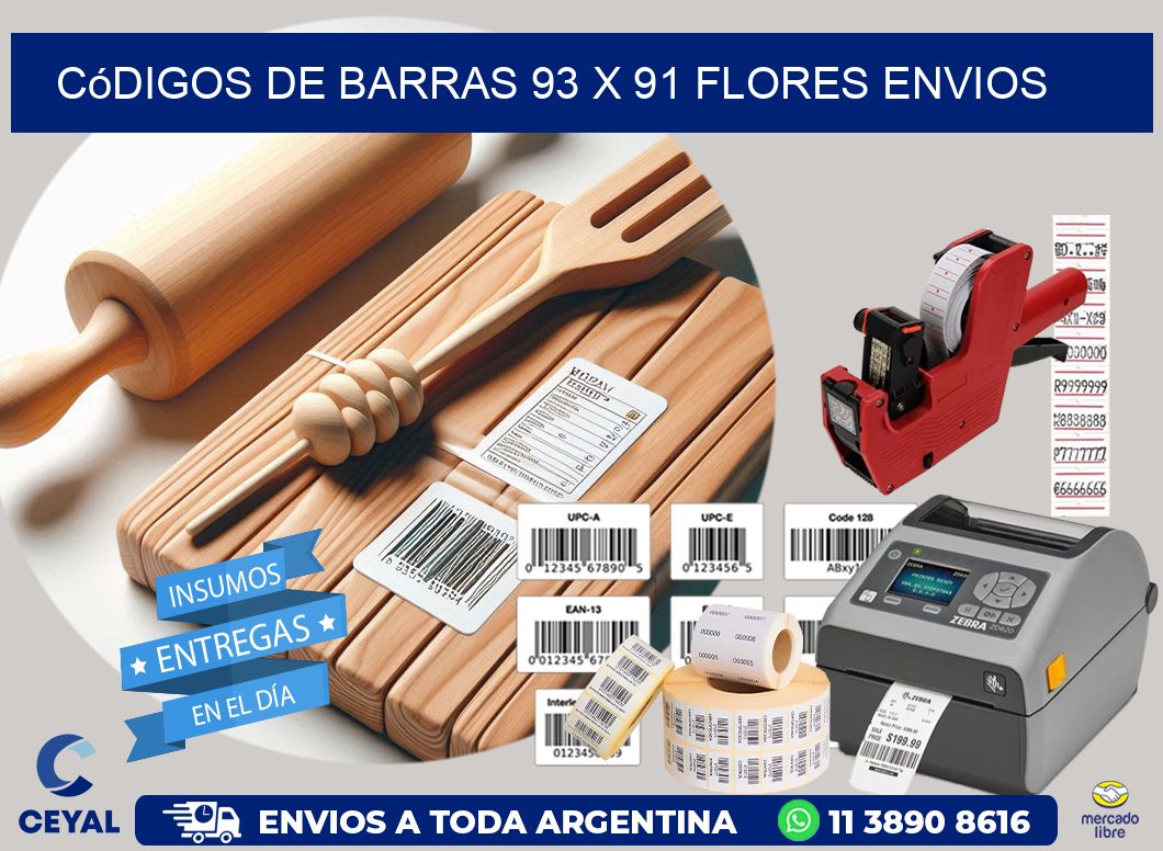 Códigos de Barras 93 x 91 flores envios