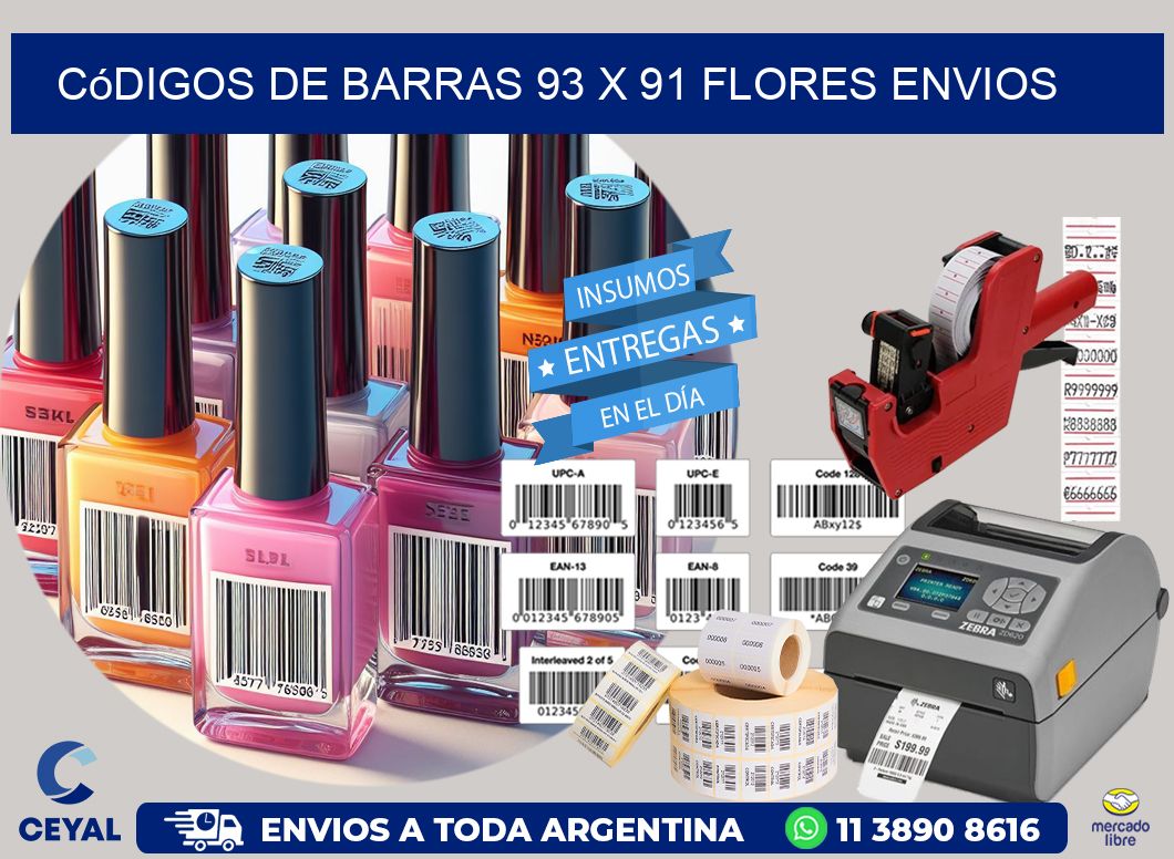 Códigos de Barras 93 x 91 flores envios