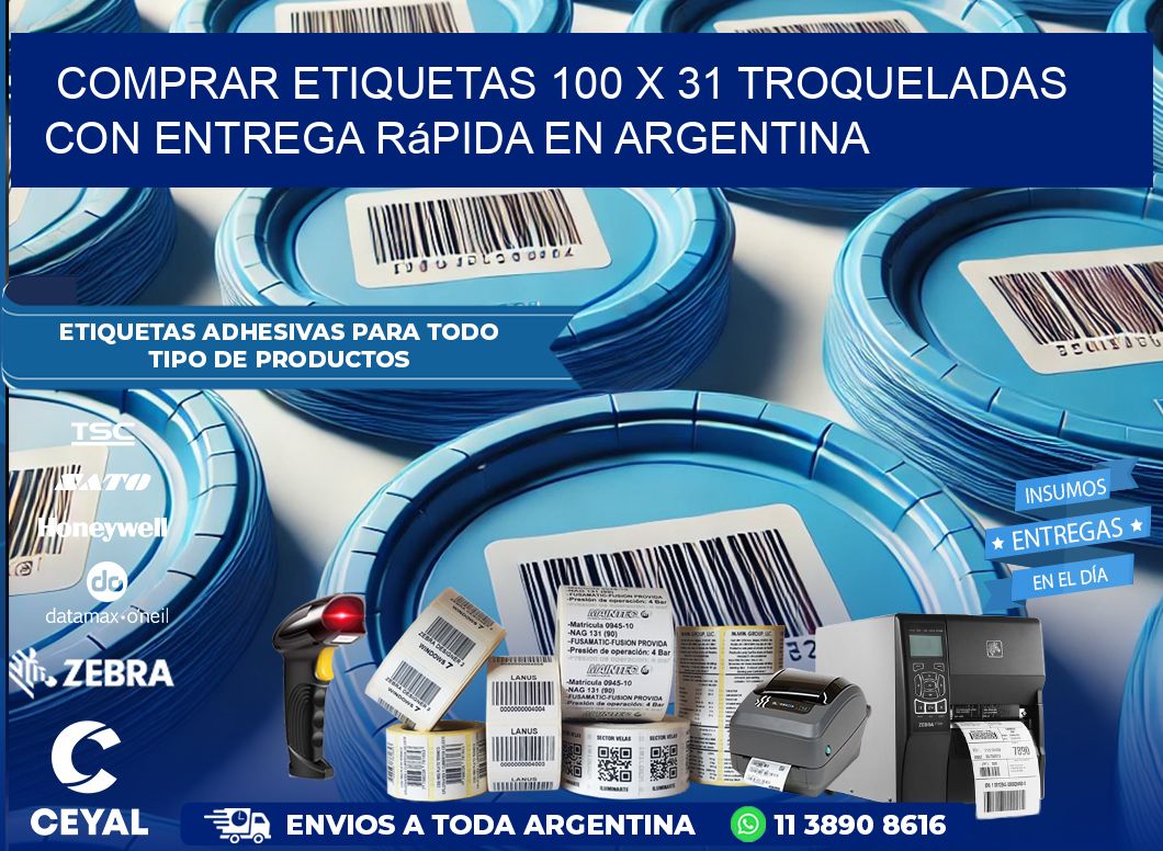 Comprar etiquetas 100 x 31 troqueladas con entrega rápida en Argentina