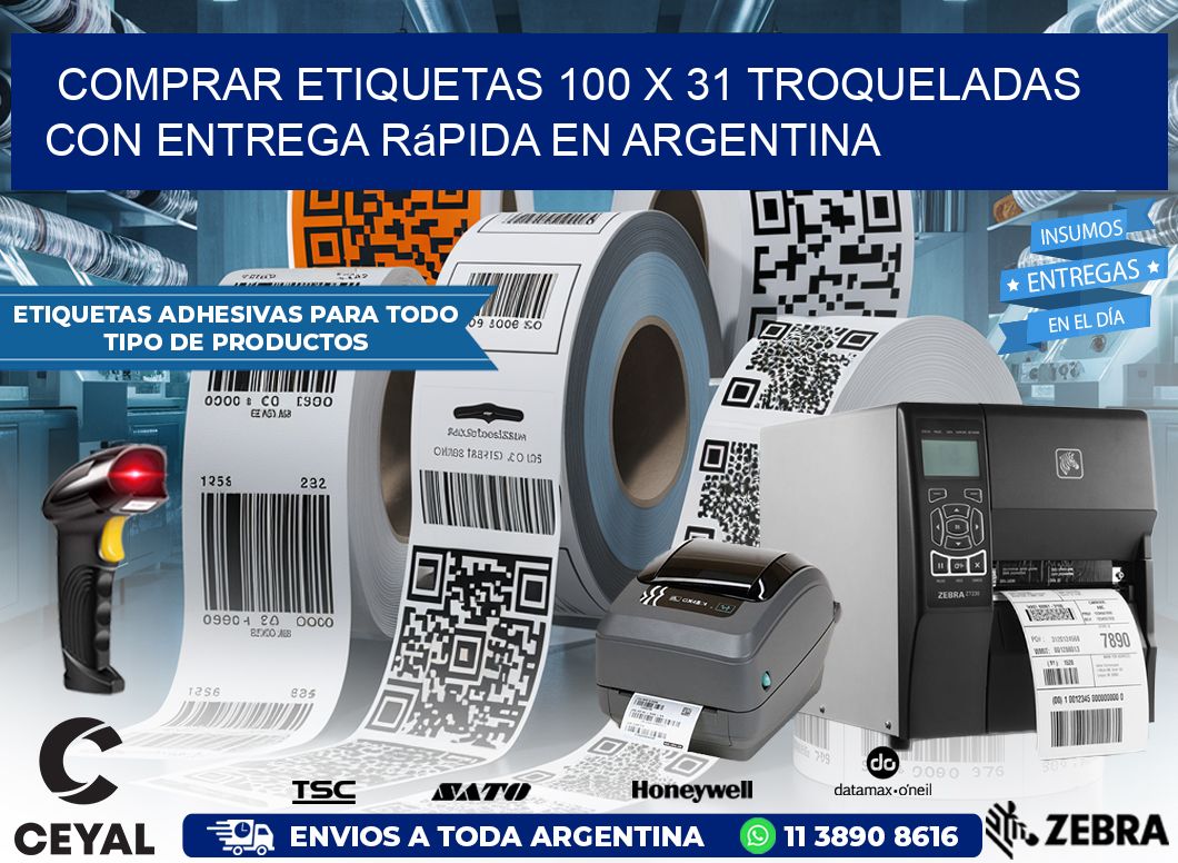 Comprar etiquetas 100 x 31 troqueladas con entrega rápida en Argentina
