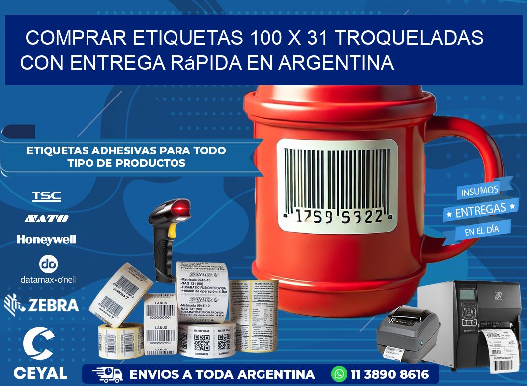 Comprar etiquetas 100 x 31 troqueladas con entrega rápida en Argentina
