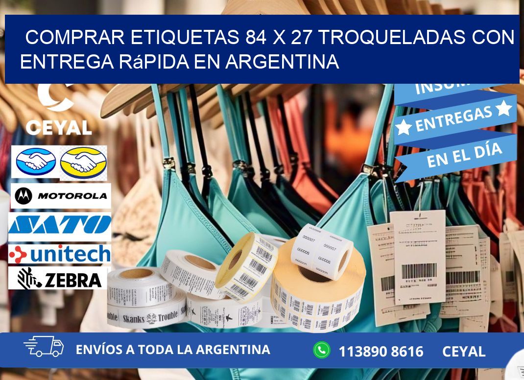 Comprar etiquetas 84 x 27 troqueladas con entrega rápida en Argentina