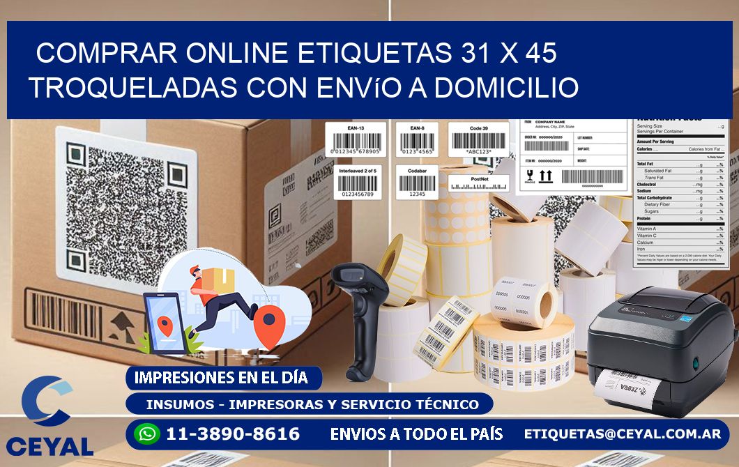 Comprar online etiquetas 31 x 45 troqueladas con envío a domicilio