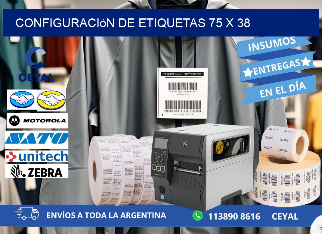 Configuración de etiquetas 75 x 38