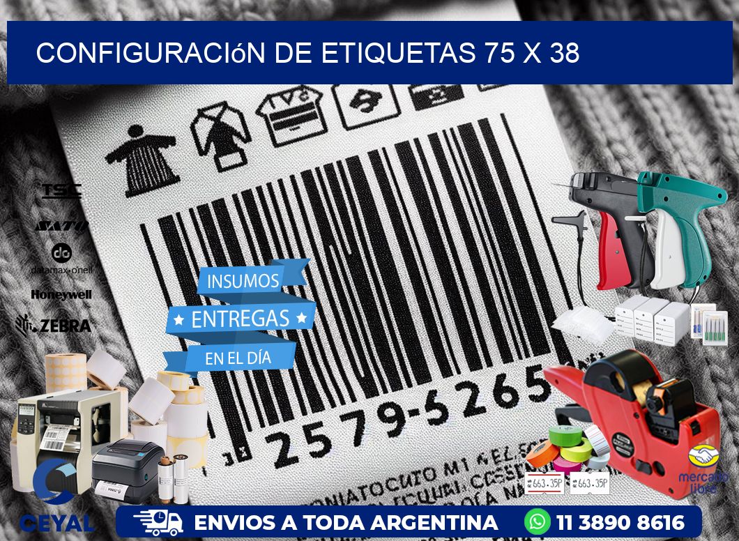 Configuración de etiquetas 75 x 38