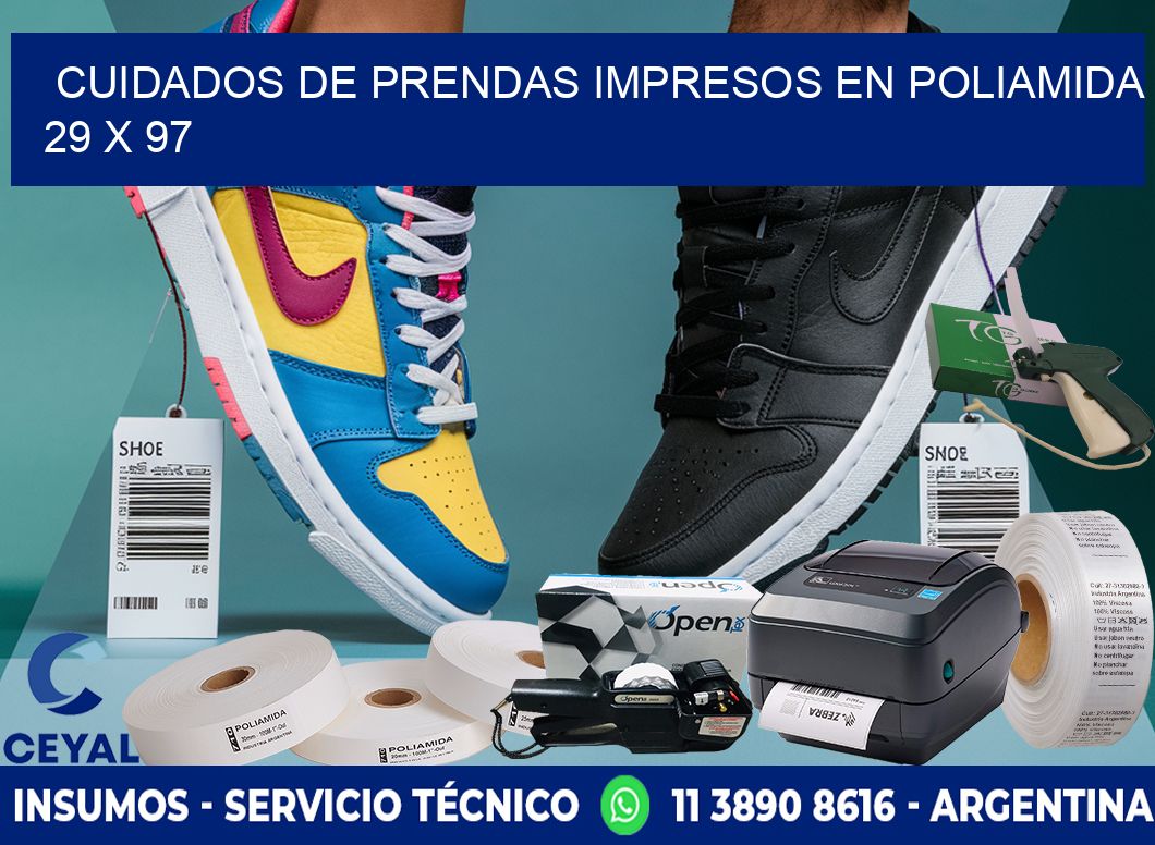 Cuidados de prendas impresos en poliamida  29 x 97