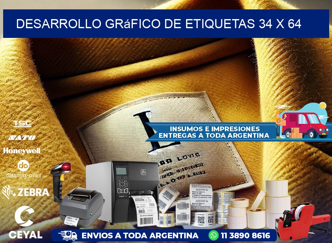 Desarrollo gráfico de etiquetas 34 x 64