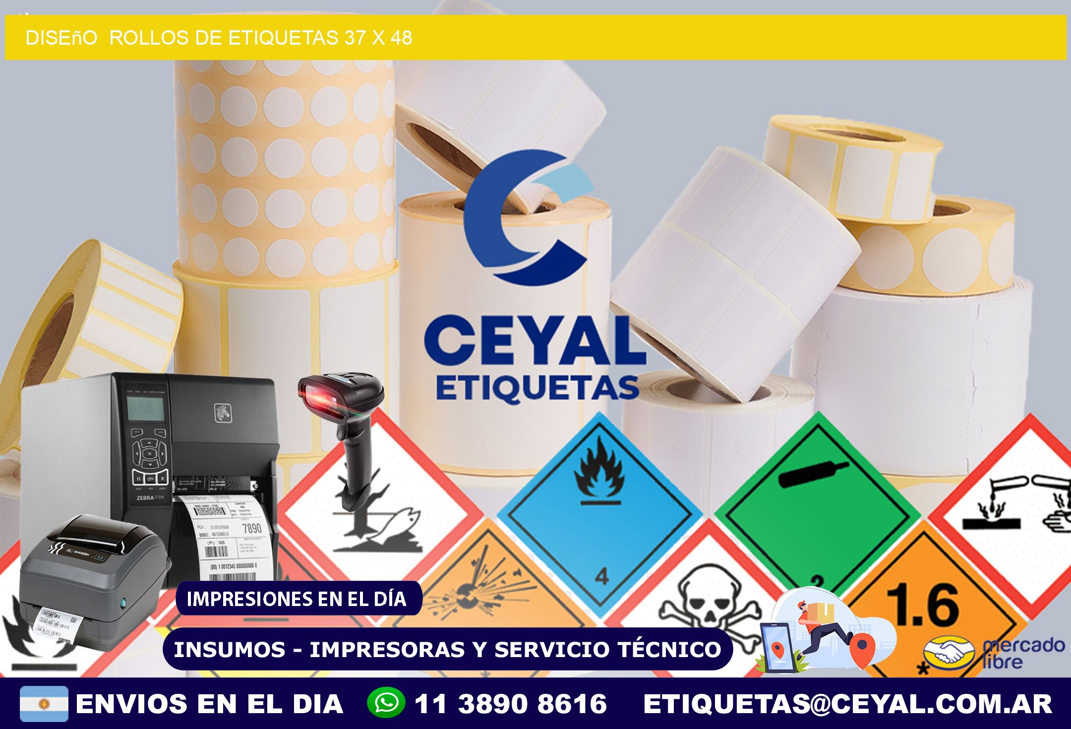 Diseño  ROLLOS DE ETIQUETAS 37 x 48