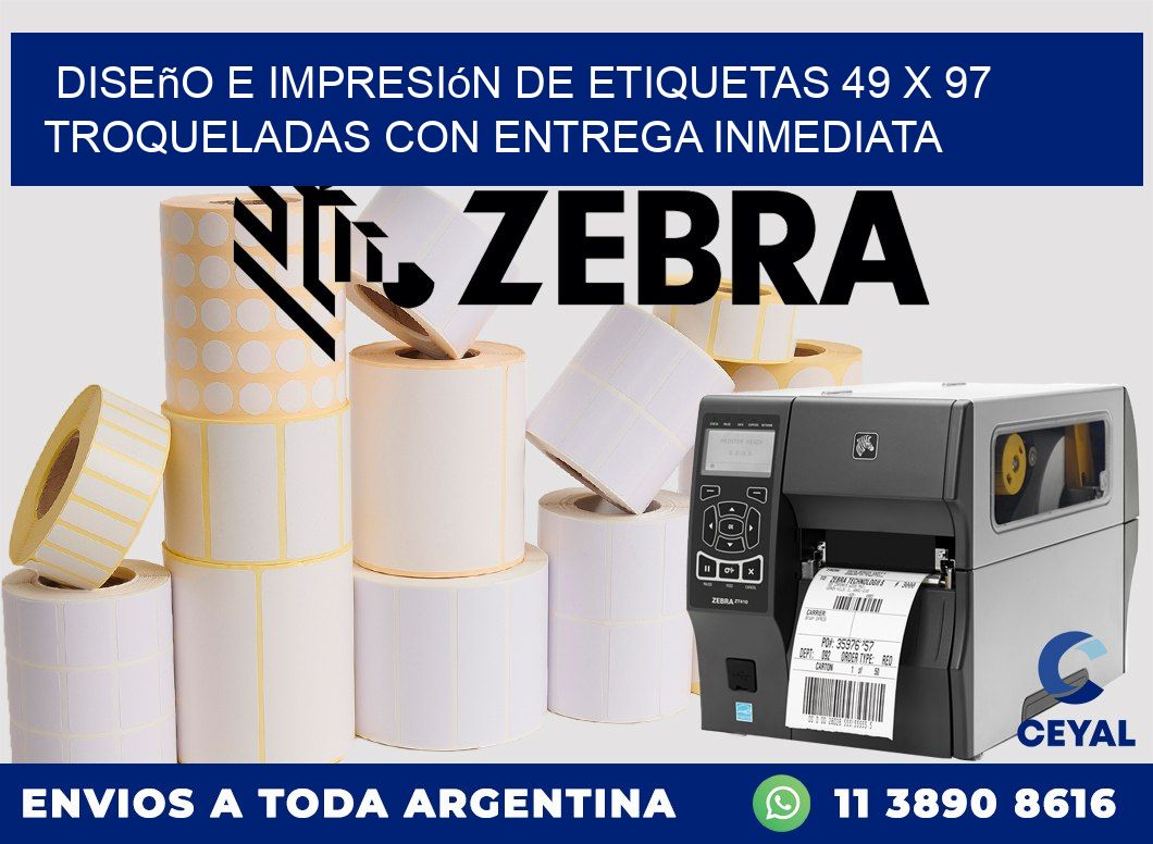 Diseño e impresión de etiquetas 49 x 97 troqueladas con entrega inmediata