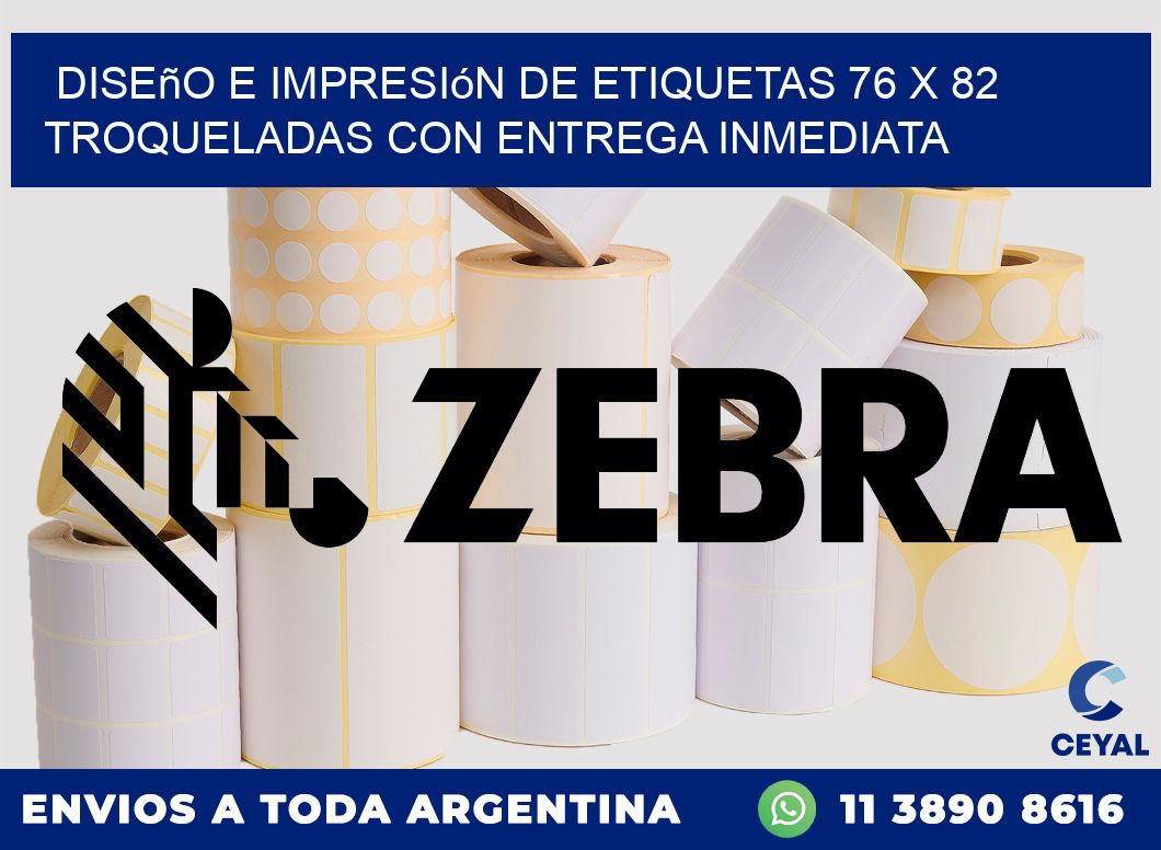 Diseño e impresión de etiquetas 76 x 82 troqueladas con entrega inmediata