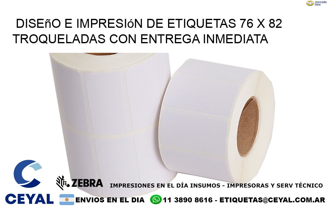 Diseño e impresión de etiquetas 76 x 82 troqueladas con entrega inmediata