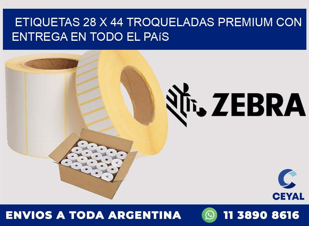 Etiquetas 28 x 44 troqueladas premium con entrega en todo el país