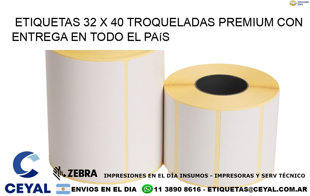 Etiquetas 32 x 40 troqueladas premium con entrega en todo el país