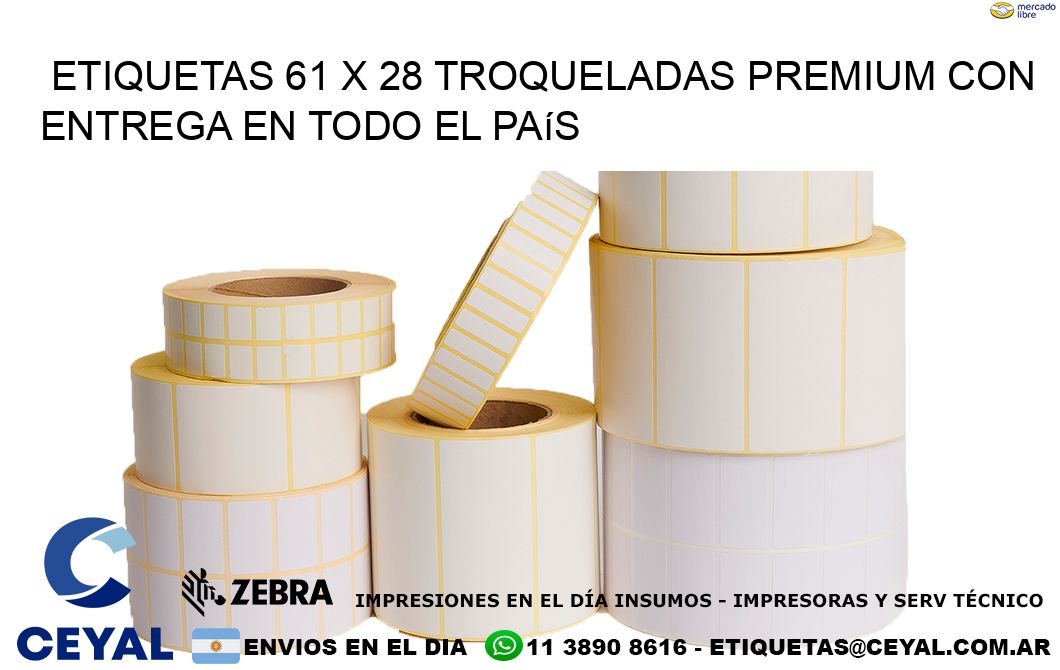 Etiquetas 61 x 28 troqueladas premium con entrega en todo el país